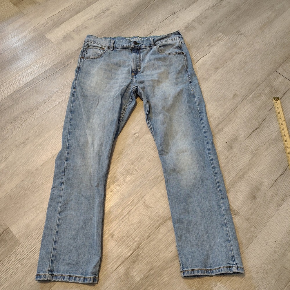 Wrangler Retro Slim Straight Light Wash Jeans Mens 36x30 108MWZGB Blue Denim